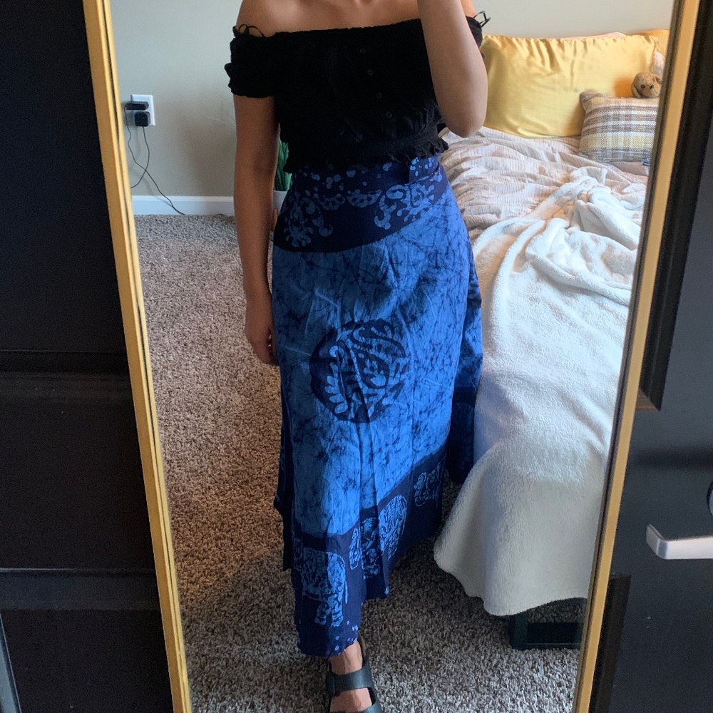 boho cotton printed maxi wrap skirt